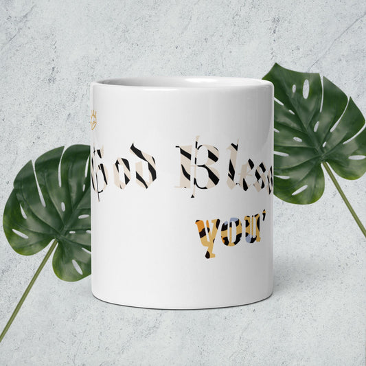 “God Bless You” White glossy mug